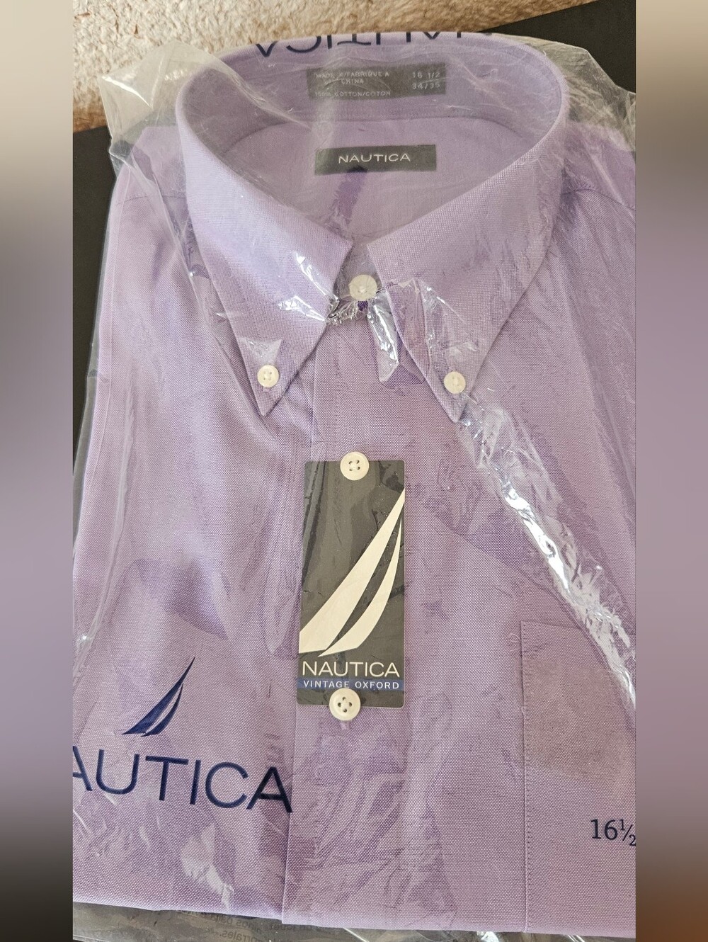 Nautica Men's Light Lavender Button-Down Oxford Shirt